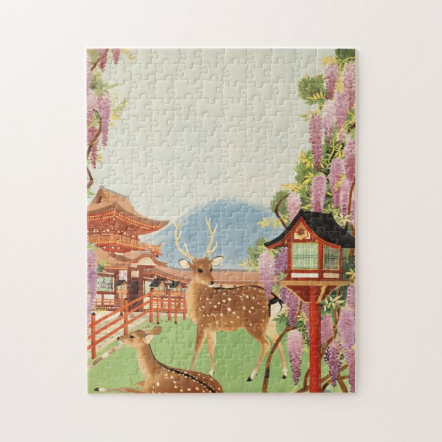 JAPANISCHE Landschaft | Hirsch | Tempel (Vertikal)