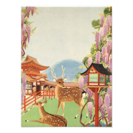 JAPANISCHE Landschaft | Hirsch | Tempel Fotodruck