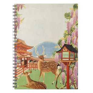 JAPANISCHE Landschaft   Hirsch   Tempel Notizblock