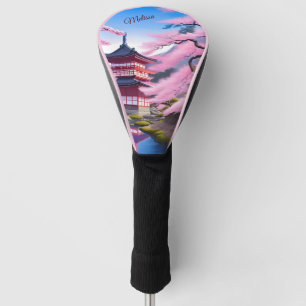 Japanische Landschaft Kirschblüten und Tempel Golf Headcover