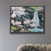 Japanische Landschaft Kirschblüten und Wasserfall