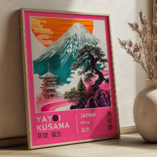 Japanische Landschaft Pink Yayoi Kusama Ausstellun Poster