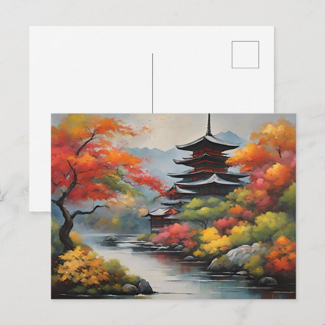 Japanische Landschaft Postkarte (Vorne/Hinten)