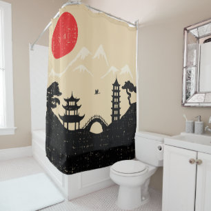 Japanische Landschaft - Schmutz-Art Duschvorhang