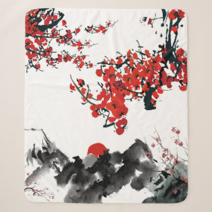 Japanische Landschaft Sherpa Blanket Sherpadecke