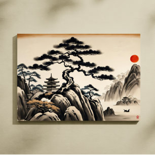 Japanische Landschaft Tinte Malerei Leinwanddruck