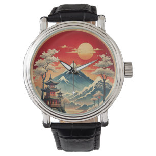 Japanische Landschaft Wall Uhr Armbanduhr