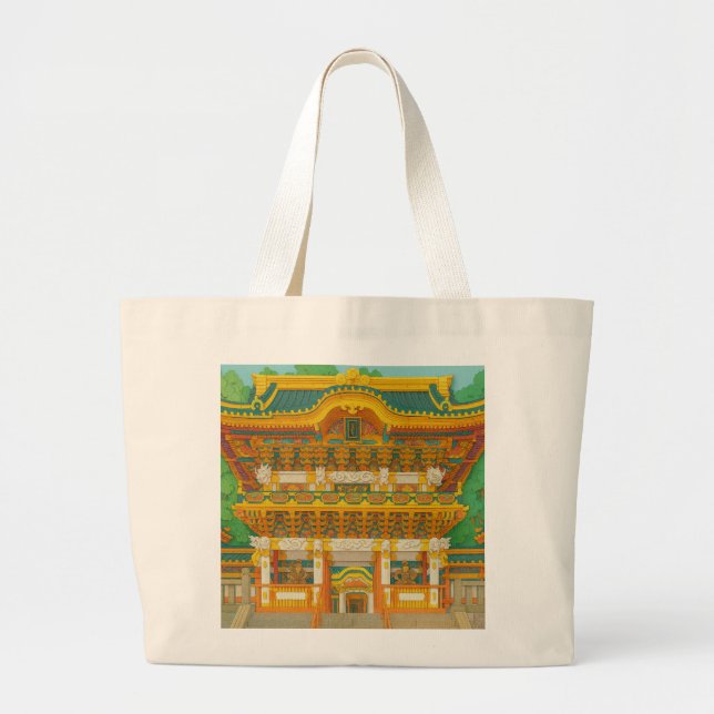 JAPANISCHE Landschaft | Yomeimon Gate | Papierschn Jumbo Stoffbeutel (Vorne)