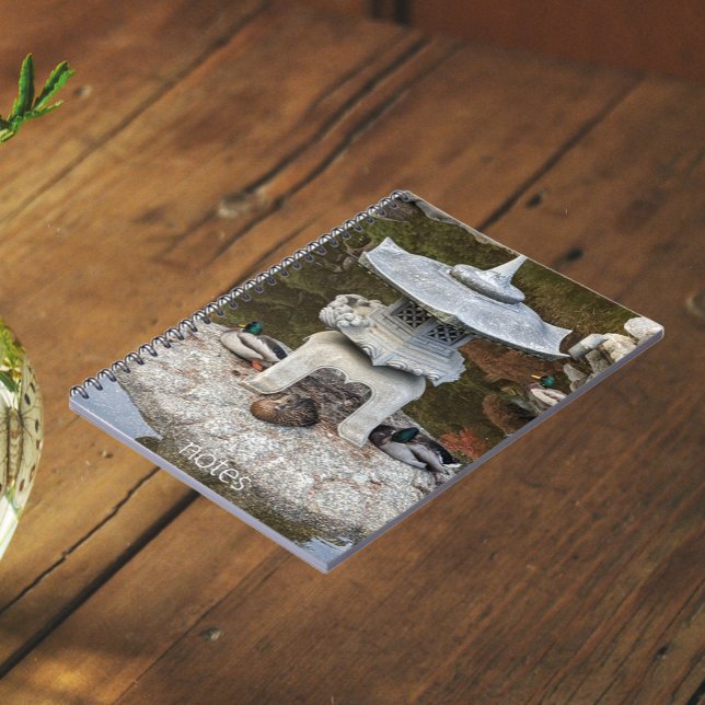 Japanische Laterne und Mallard Encks Notizblock (In Situ)