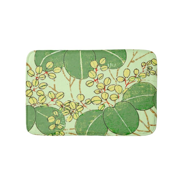 Japanische Leaf Floral Botanisches Kunstmuster Badematte (Vorderseite)