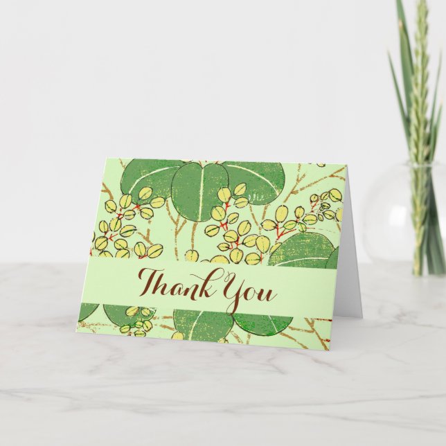 Japanische Leaf Floral Botanisches Kunstmuster Dankeskarte (Vorderseite)