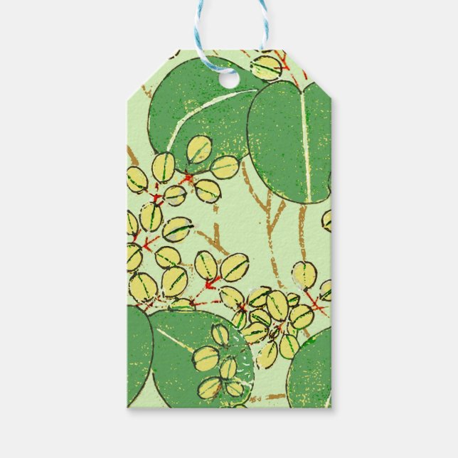 Japanische Leaf Floral Botanisches Kunstmuster Geschenkanhänger (Vorderseite)