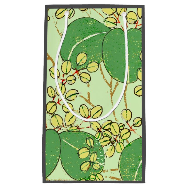 Japanische Leaf Floral Botanisches Kunstmuster Kleine Geschenktüte (Vorderseite)
