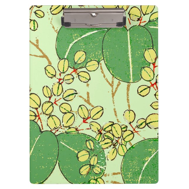Japanische Leaf Floral Botanisches Kunstmuster Klemmbrett (Vorderseite)