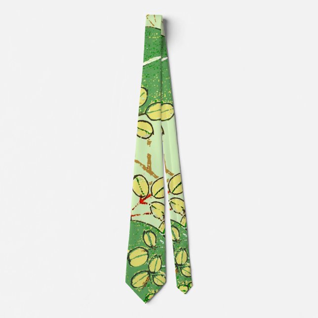 Japanische Leaf Floral Botanisches Kunstmuster Krawatte (Vorderseite)