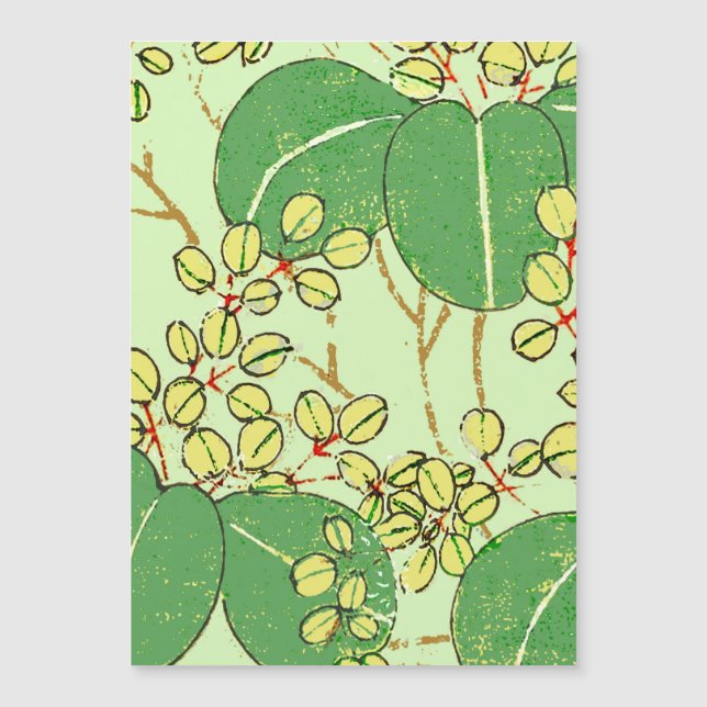 Japanische Leaf Floral Botanisches Kunstmuster Magnetkarte (Vorderseite)