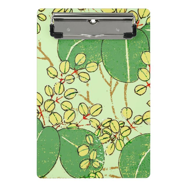 Japanische Leaf Floral Botanisches Kunstmuster Mini Klemmbrett (Vorderseite)