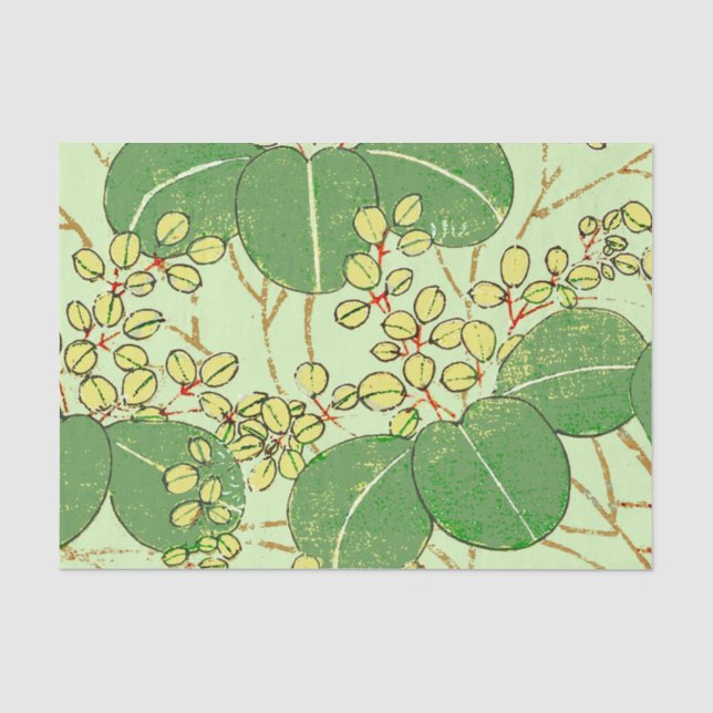 Japanische Leaf Floral Botanisches Kunstmuster Seidenpapier (Vorderseite)