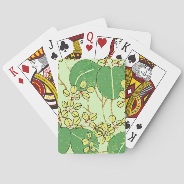 Japanische Leaf Floral Botanisches Kunstmuster Spielkarten (Rückseite)