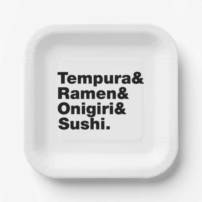 japanische Lebensmittel Tempura & Ramen & Onigiri  Pappteller (Vorderseite)