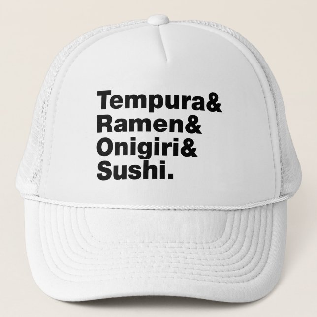 japanische Lebensmittel Tempura & Ramen & Onigiri  Truckerkappe (Vorderseite)