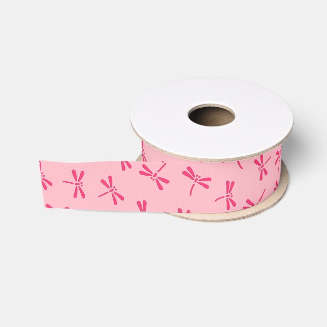 Japanische Libellenmuster, Light Coral Pink Ripsband (Spule)