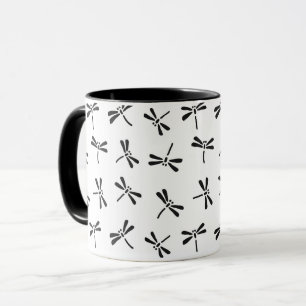 Japanische Libellenmuster, Schwarz und Weiß Tasse