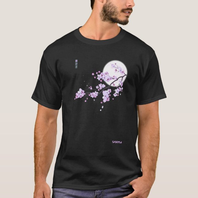 Japanische Lila Sakura Cherry Blossom Blume Pink T-Shirt (Vorderseite)