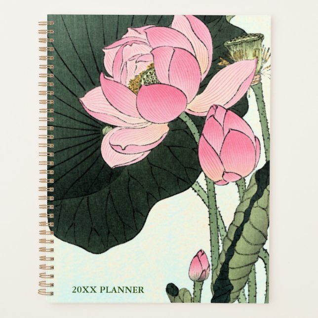 Japanische Lotus-Blume - Vintage Kunst Planer (Vorderseite)