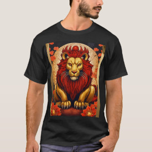 Japanische Löwe aus Red Gold mit Spider Lilies T-Shirt