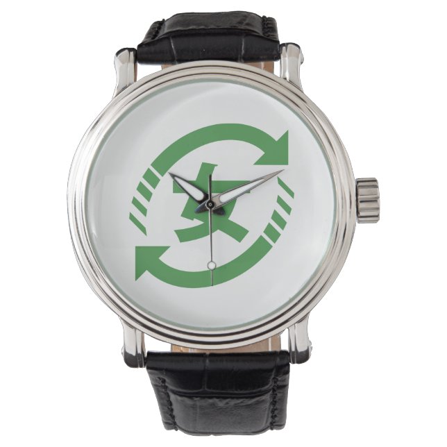 Japanische Mädchen gerecycelt | Kanji Nihongo Armbanduhr (Vorderseite)