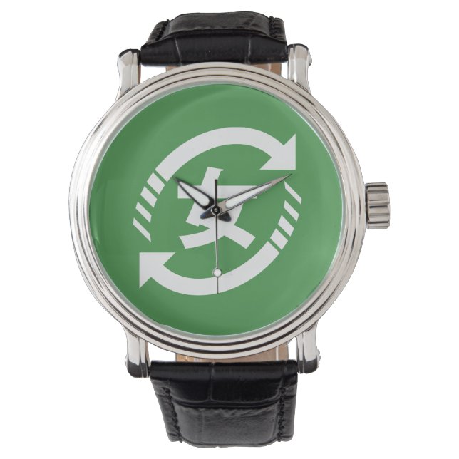 Japanische Mädchen gerecycelt | Kanji Nihongo Armbanduhr (Vorderseite)