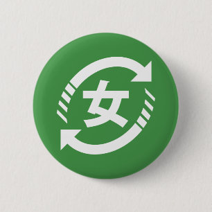 Japanische Mädchen gerecycelt   Kanji Nihongo Button