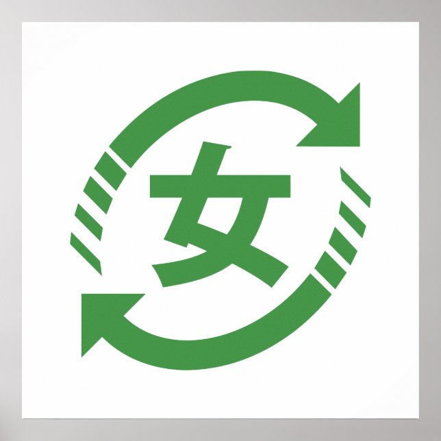 Japanische Mädchen gerecycelt | Kanji Nihongo Poster (Vorne)