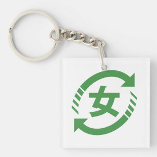 Japanische Mädchen gerecycelt   Kanji Nihongo Schlüsselanhänger