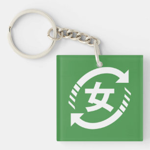 Japanische Mädchen gerecycelt   Kanji Nihongo Schlüsselanhänger