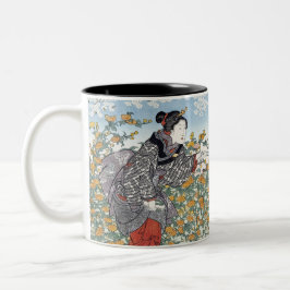 Japanische Mädchen von Ide Tama River Zweifarbige Tasse