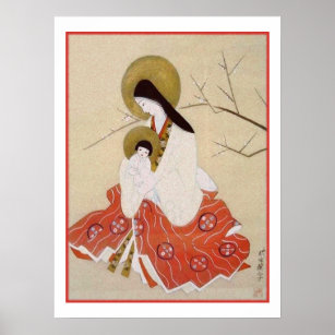 Japanische Madonna und Kind Vintag Poster
