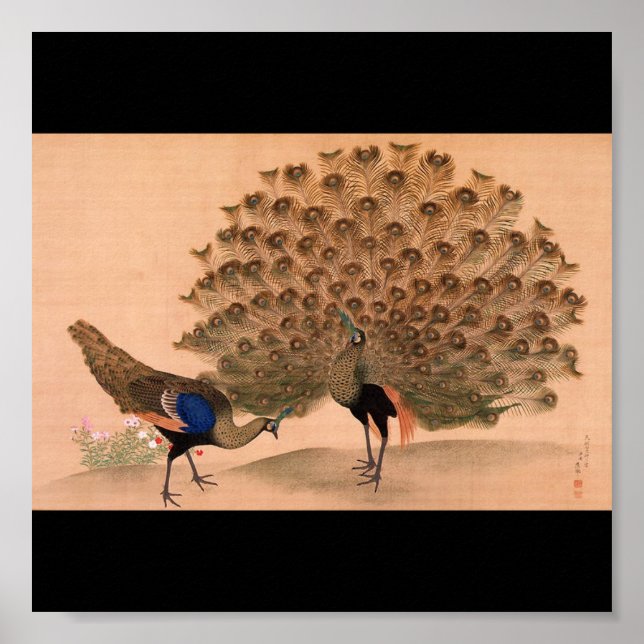 Japanische Malerei c. 1781 Pfau Poster (Vorne)