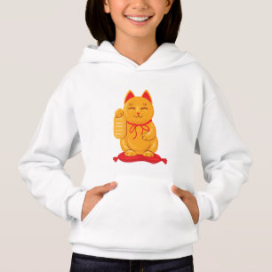Japanische Maneki Neko Gold Cat, Symbol des Wohlst Hoodie