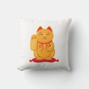 Japanische Maneki Neko Gold Cat, Symbol des Wohlst Kissen