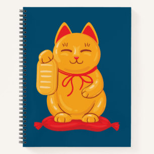 Japanische Maneki Neko Gold Cat, Symbol des Wohlst Notizbuch