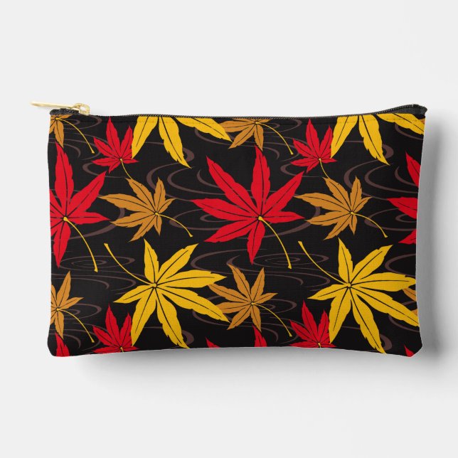JAPANISCHE MAPLE-LEAF-MUSTER IN SCHWARZ ZUBEHÖRTASCHE (Vorderseite)