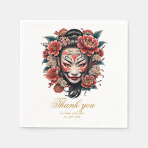 Japanische Maske mit Blume Serviette