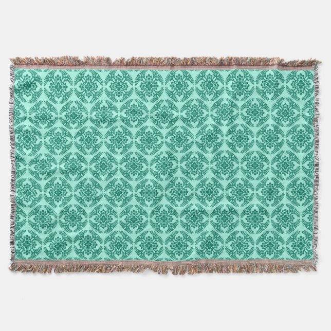 Japanische Medallion Muster, Aqua und Türkis  Decke (Vorderseite)