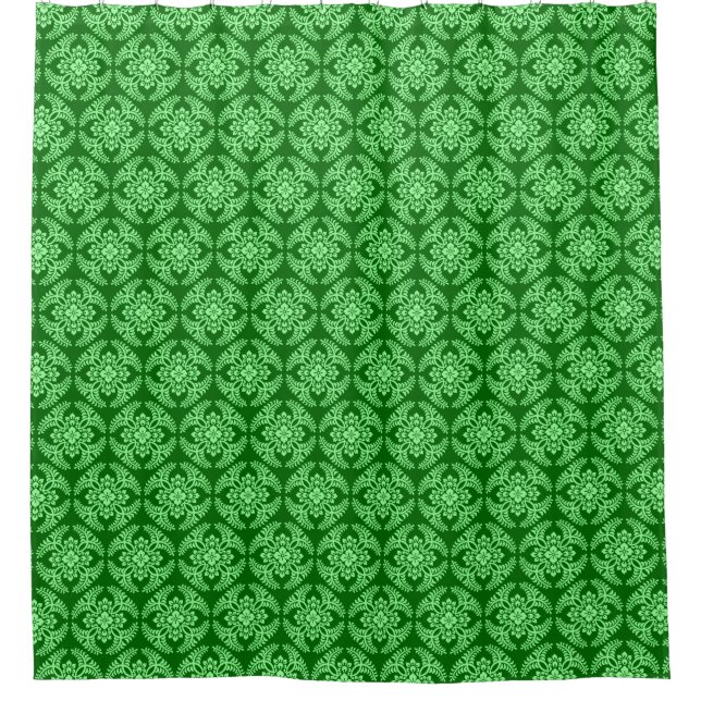 Japanische Medallion Muster, Dunkler Jade Green Duschvorhang (Vorderseite)