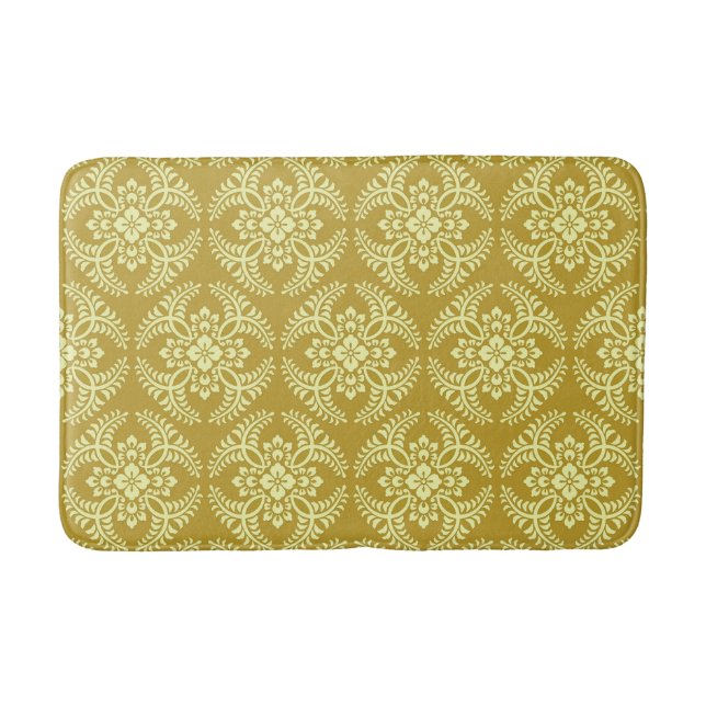 Japanische Medallion Muster, Mustard Yellow Badematte (Vorderseite)