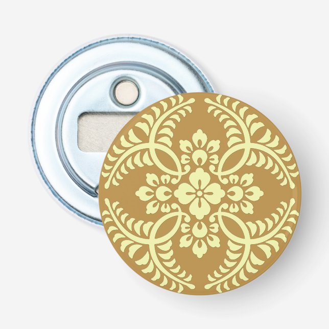 Japanische Medallion Muster, Mustard Yellow Flaschenöffner (Vorderseite)