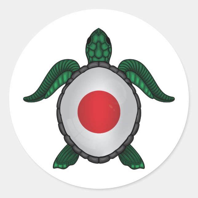 Japanische Meeresschildkrötenflagge Runder Aufkleber (Vorderseite)
