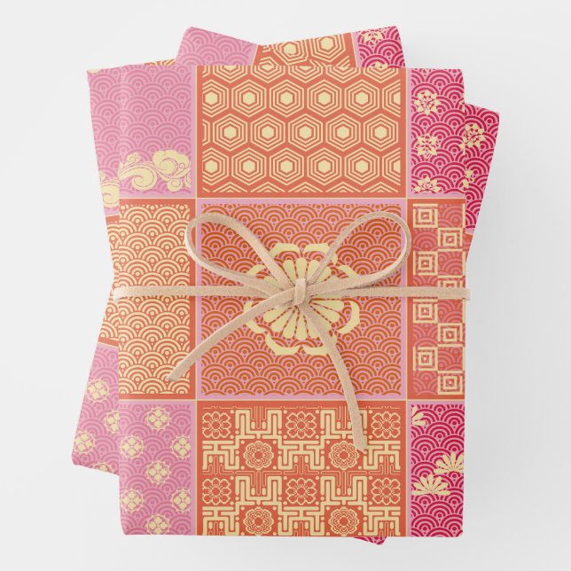 Japanische Mix-Patchwork Geschenkpapier Set (Beispiel)